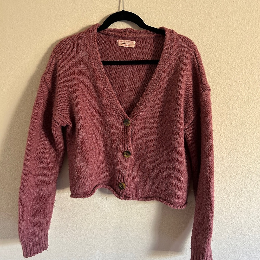 Pink knit cardigan with buttons